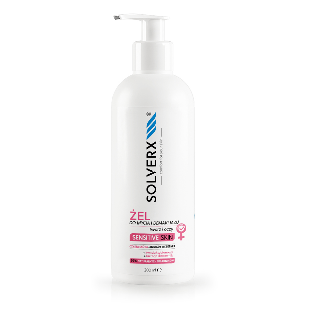 Solverx, Sensitive Skin żel do mycia twarzy do skóry wrażliwej i naczynkowej, 200ml